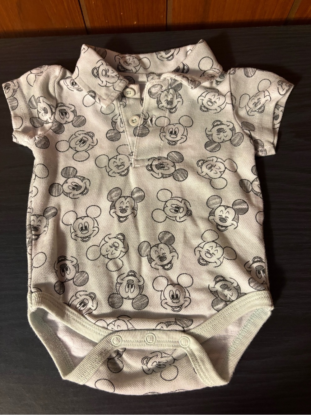 Disney Grey Polo-Style Mickey Mouse Onesie